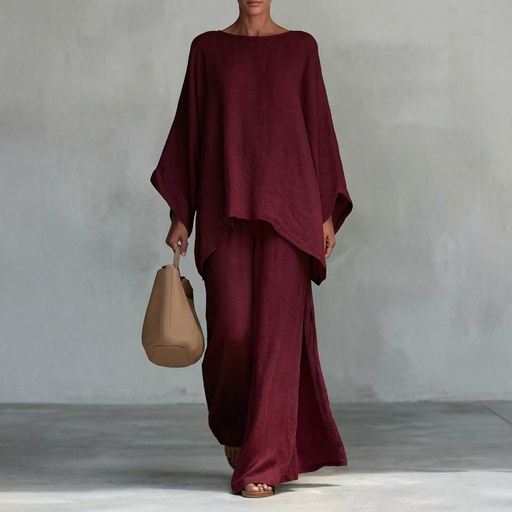 Christine | Conjunto de Dos Piezas con Mangas Largas y Pantalón Amplio