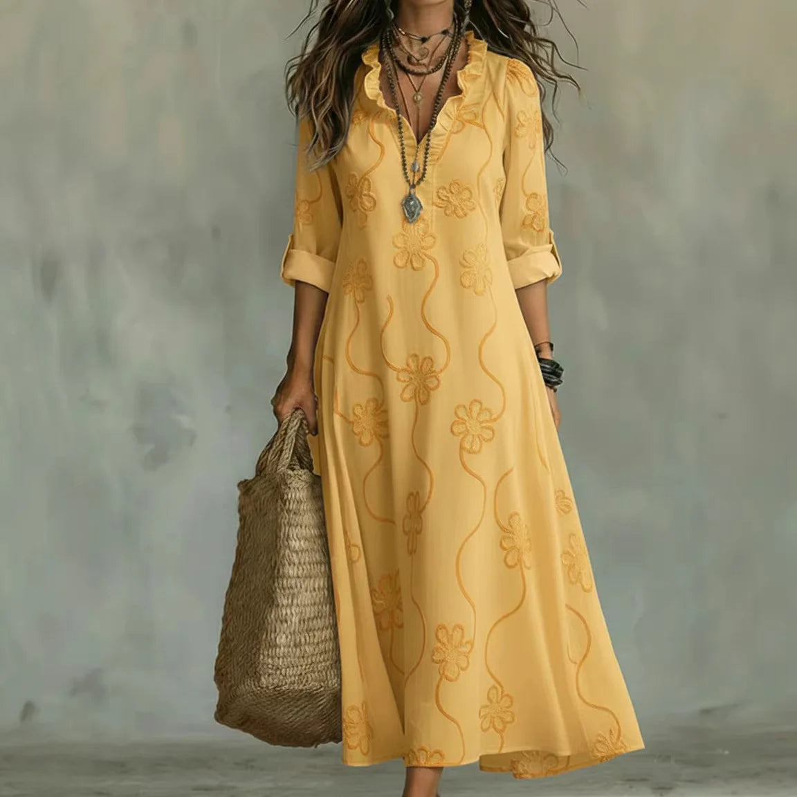Sienna | Vestido de Verano con Estampado de Flores que Disimula el Abdomen