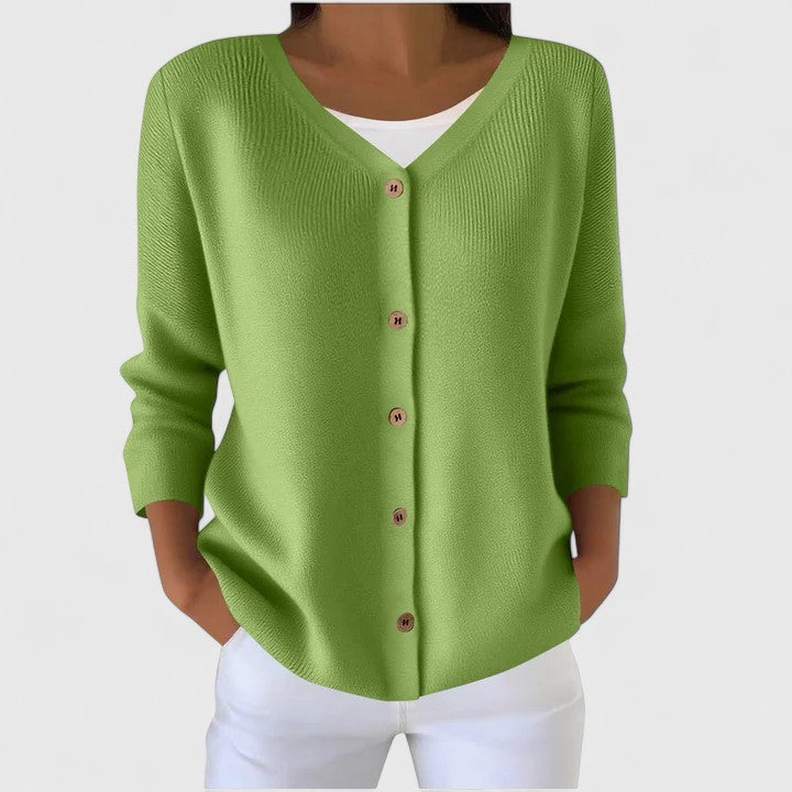 Eleanor | Kvinno Sophisticated V-Hals Knappad Kofta