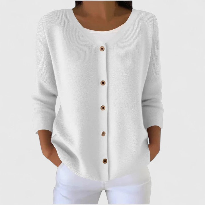 Eleanor | Kvinno Sophisticated V-Hals Knappad Kofta