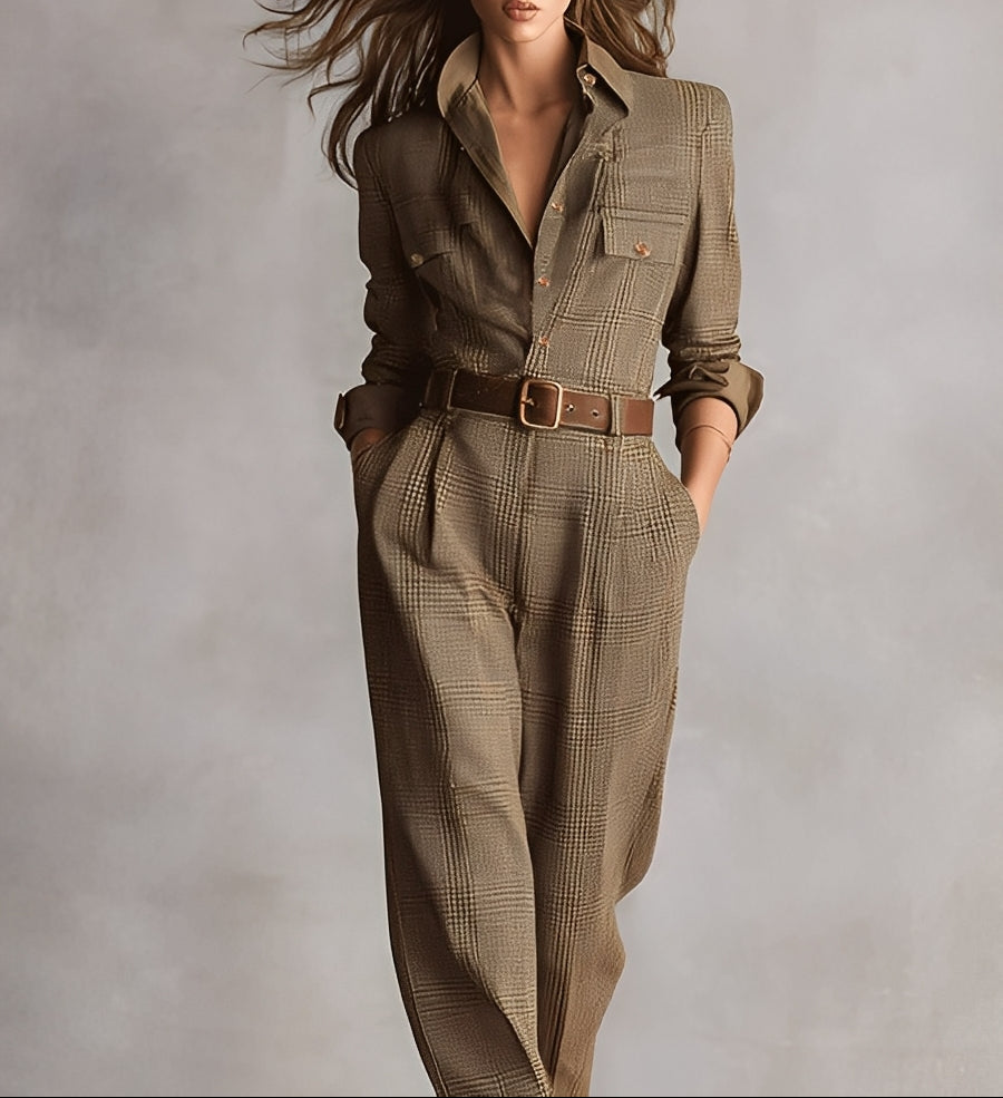 Celia | Brown Jumpsuit with Sophisticated Details