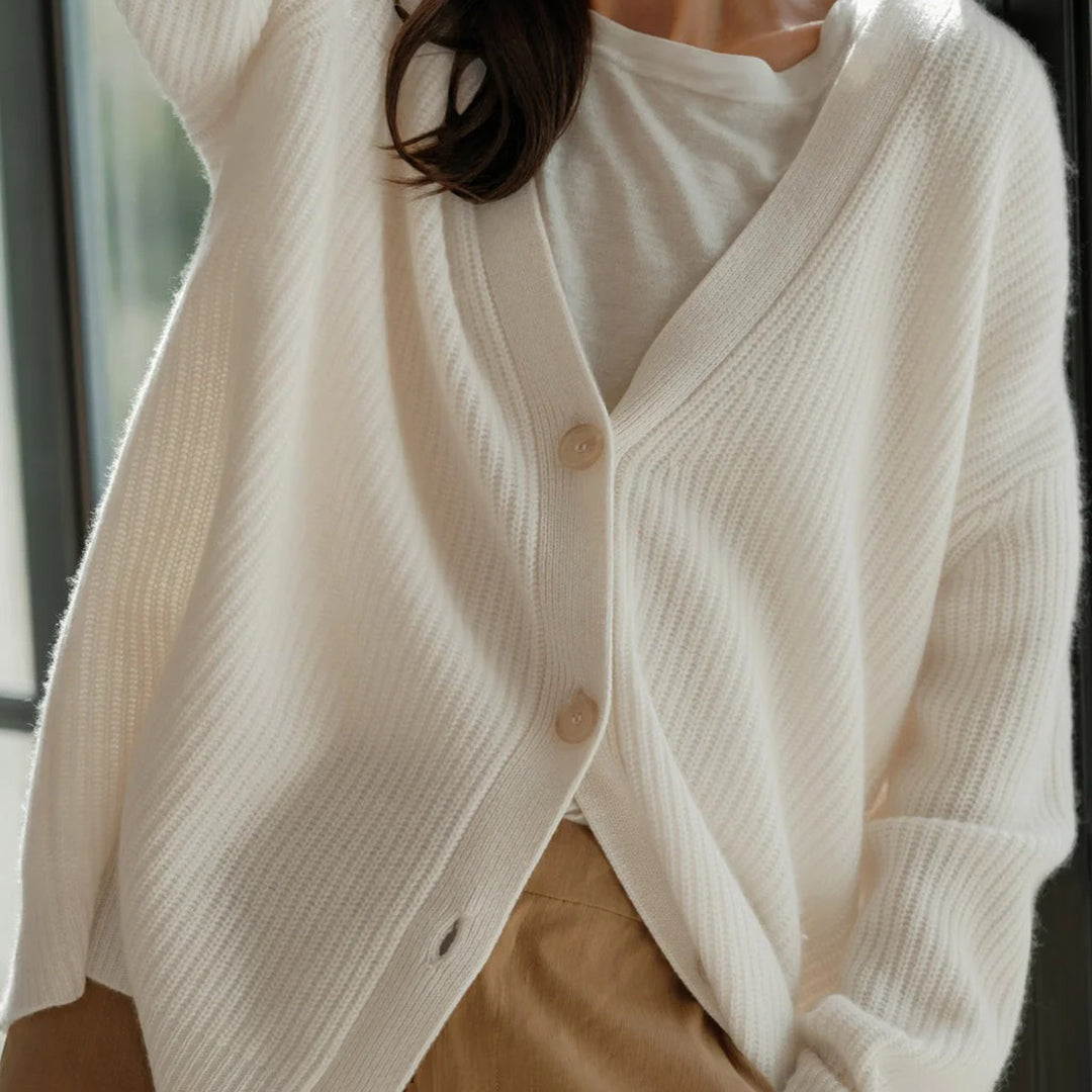 Violet | Dam Elegant Ribbad Stickad Cardigan