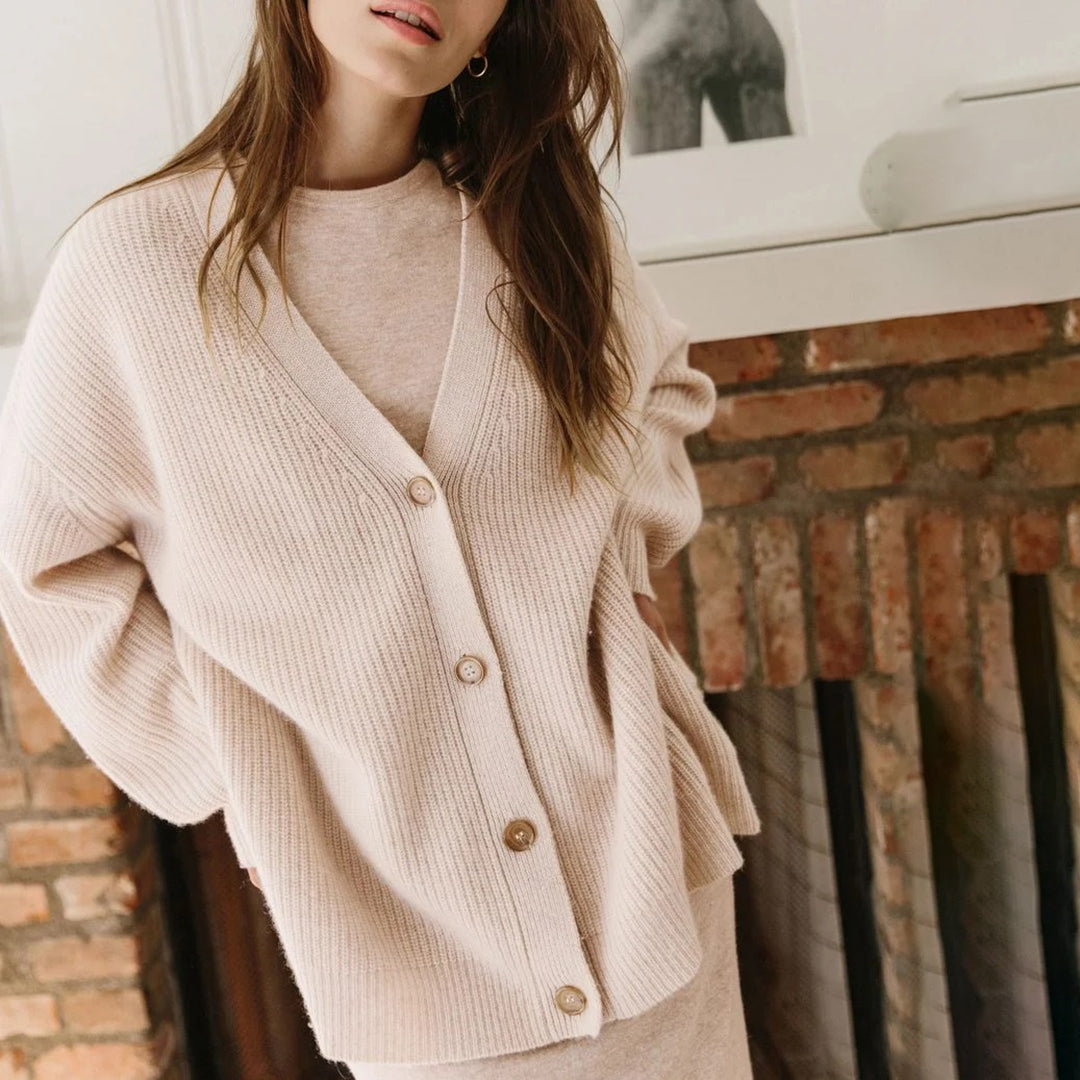Violet | Dam Elegant Ribbad Stickad Cardigan