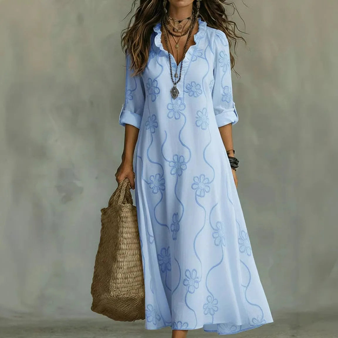 Sienna | Vestido de Verano con Estampado de Flores que Disimula el Abdomen