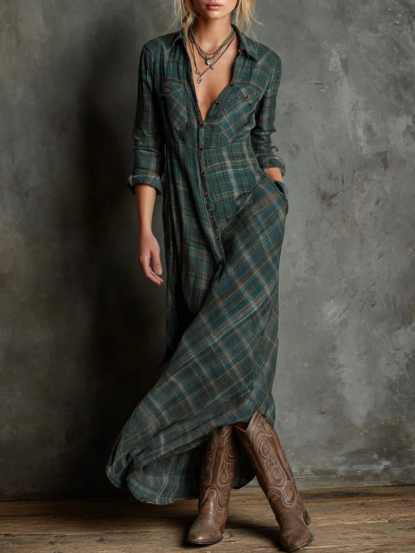 Valentina | Long Checkered Dress
