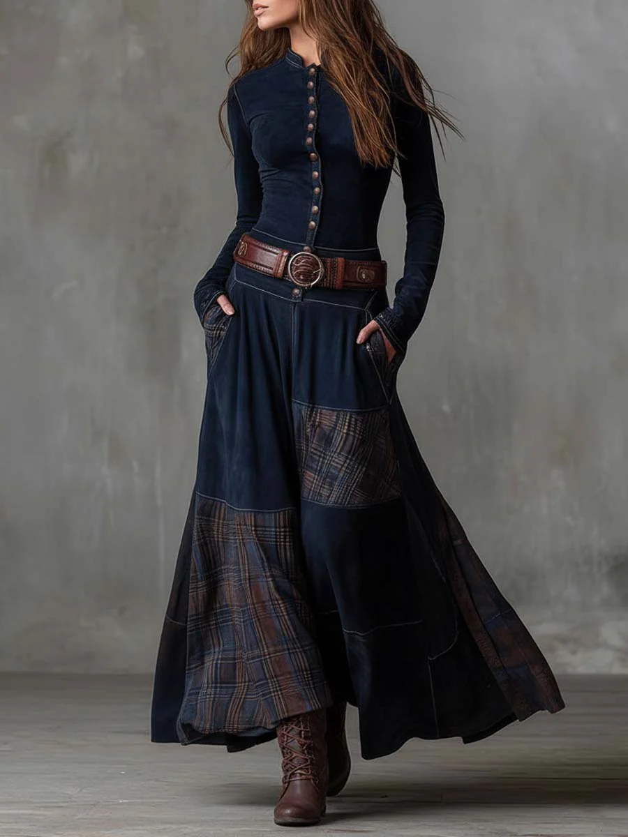 Elisa | Maxi Suede Dress with Belt