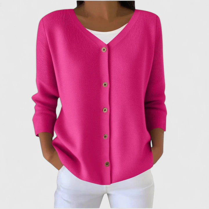 Eleanor | Kvinno Sophisticated V-Hals Knappad Kofta