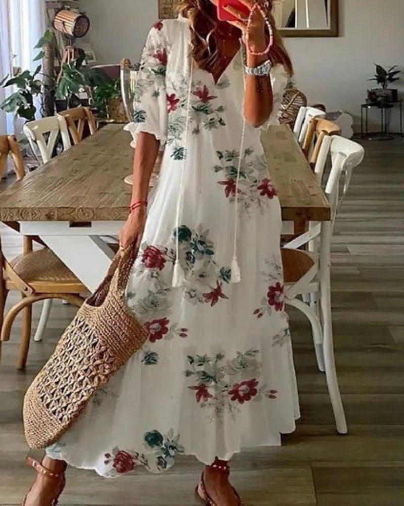 Luna | Smickrande Bohemisk A-Linje Maxiklänning