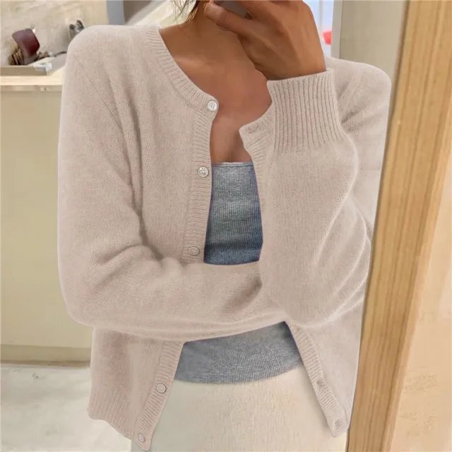 Addison | Kvinno klassisk stickad cardigan